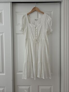 Madewell White Button-Front Cotton Dress